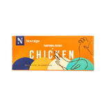 Nostalgic brand packaging of chicken flavor on an orange background