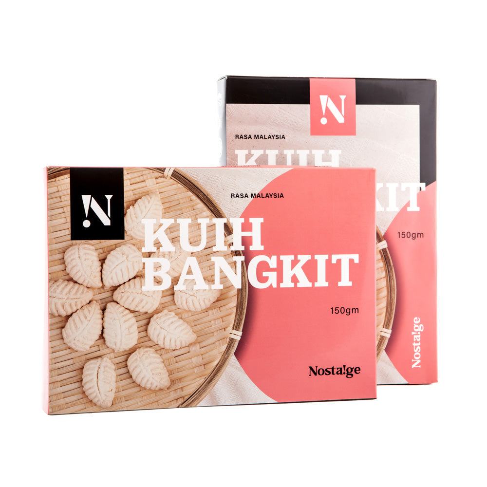 Kuih Bangkit packaging with 'Nostalgia' branding on a white background