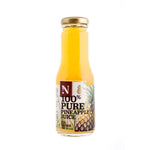 Bottle of 100% pure pineapple juice on a white background